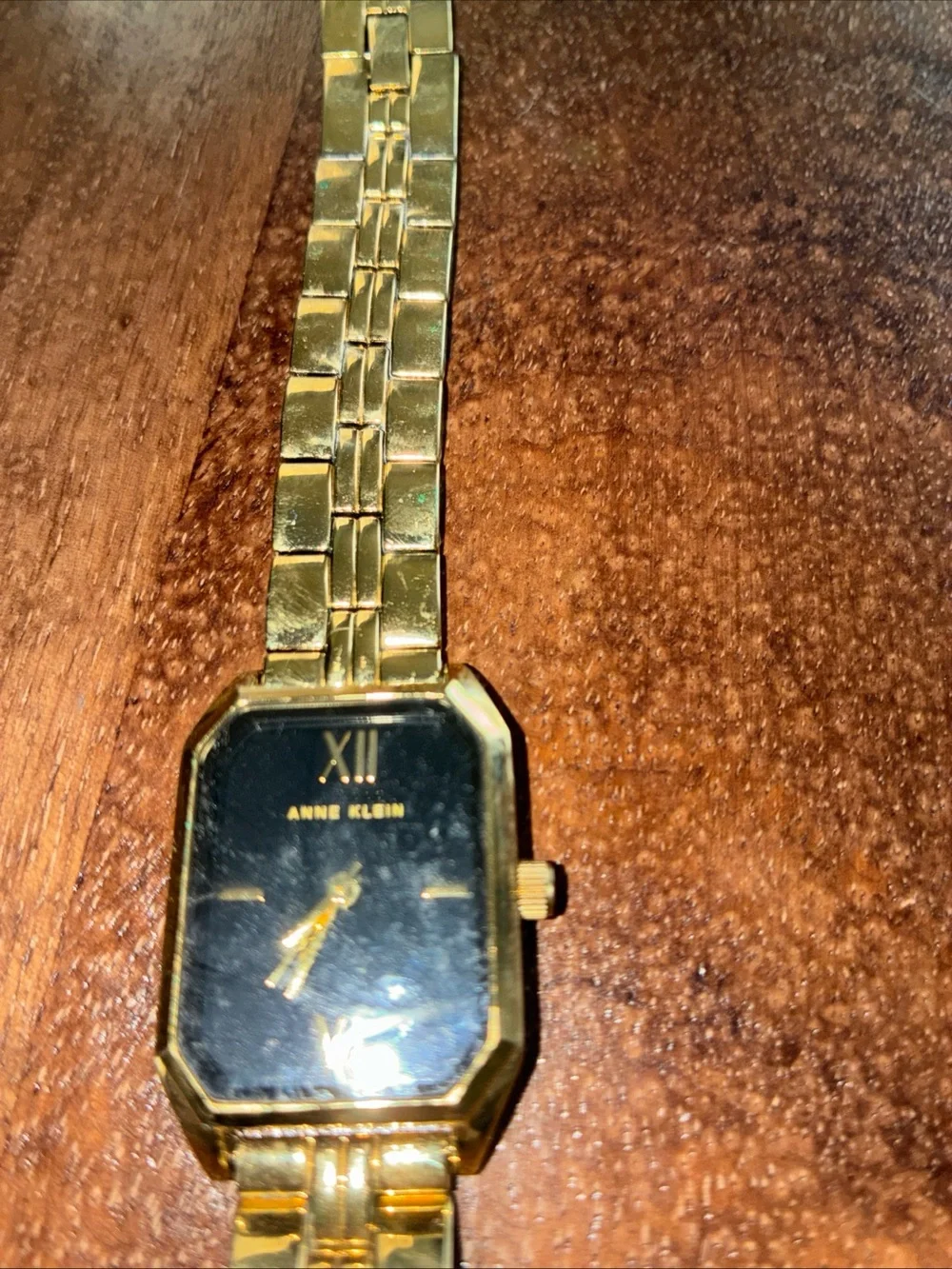 Anne Klein Gold and Black Rectangular Bracelet Watch